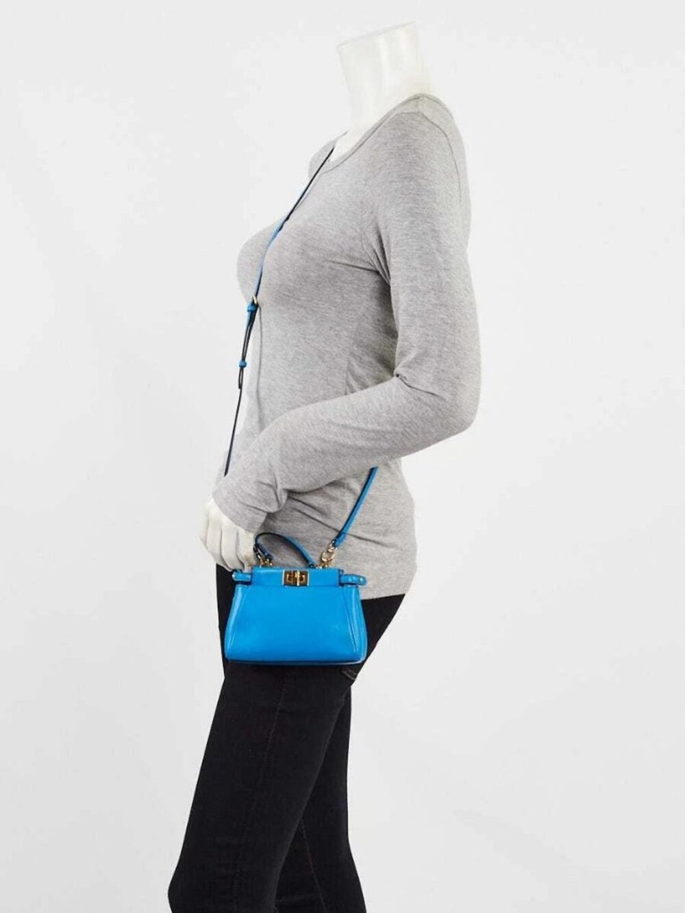 Fendi Blue Nappa Leather Micro Peekaboo Bag 8M0355 - Picture 3 of 12